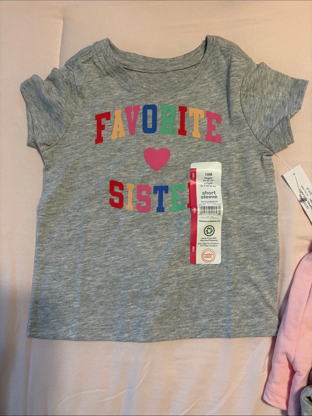 wonder nation Gray Tee and Pink Shorts Set - Multicolor Lettering